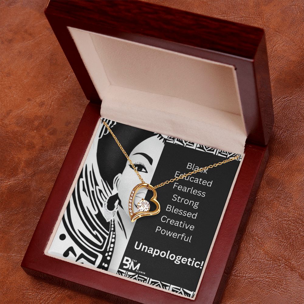 Black Woman, Melanin Black Woman special Heart Shaped White Gold Plated Necklace with unique Gift card message
