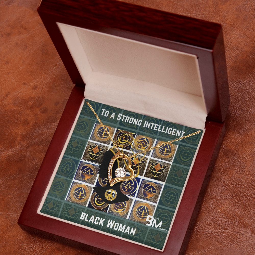 Beautiful, strong Black Woman, Melanin Black Woman special Heart Shaped White Gold Plated Necklace with unique Gift card message