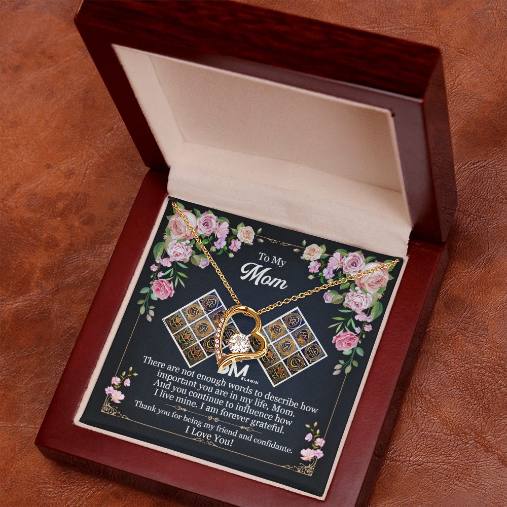 To My Beautiful Black Mom, Melanin Black Mother special Heart Shaped White Gold Plated Necklace