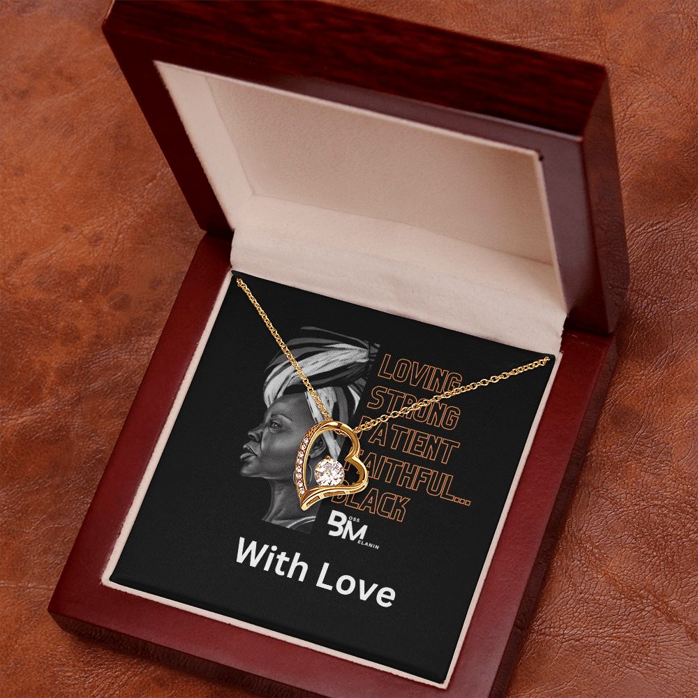 Beautiful, strong Black Woman, Melanin Black Woman special Heart Shaped White Gold Plated Necklace