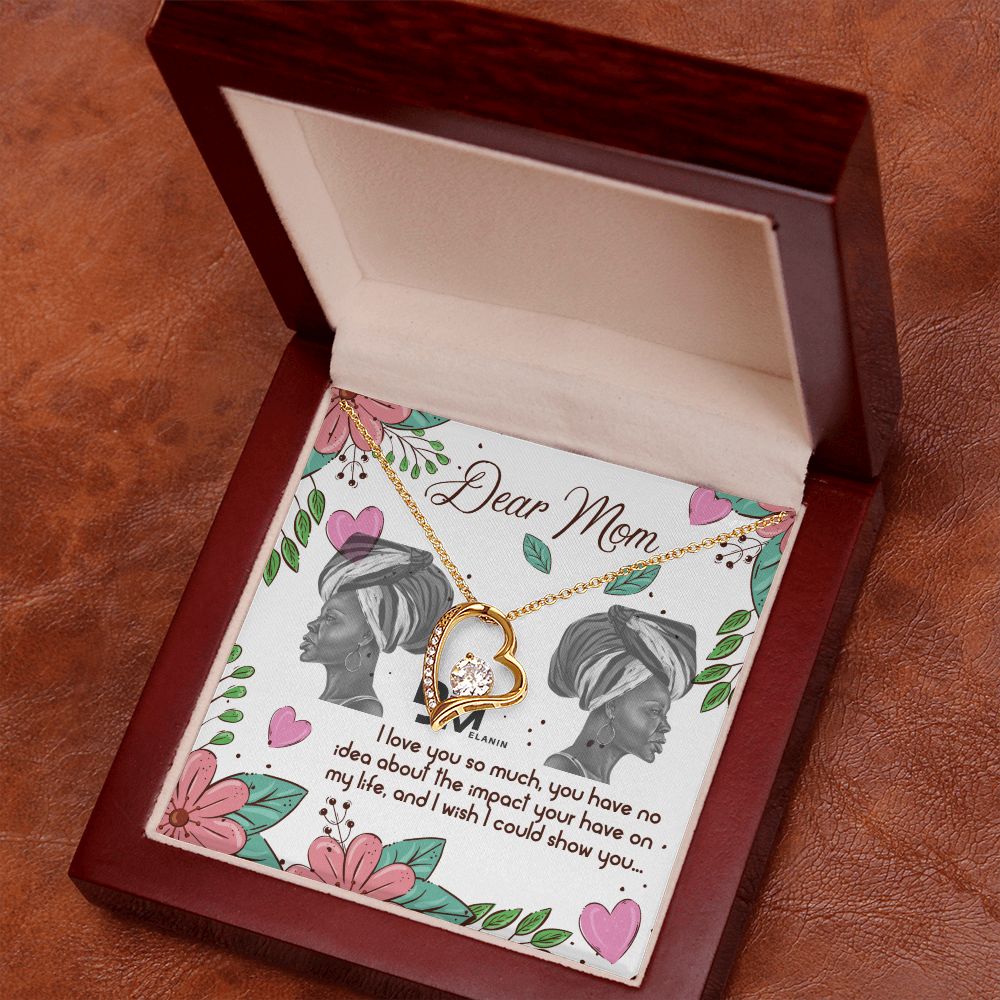 To My Beautiful Black Mom, Melanin Black Mother special Heart Shaped White Gold Necklace