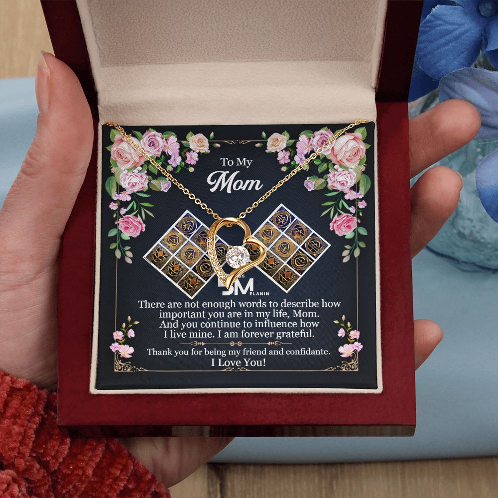 To My Beautiful Black Mom, Melanin Black Mother special Heart Shaped White Gold Plated Necklace