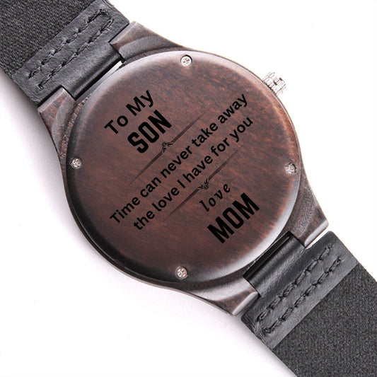 Special engraved Message watch for Son from his Mom - an engraved watch for Birthdays, and special occasion gifts, Engraved Watch for  Sons