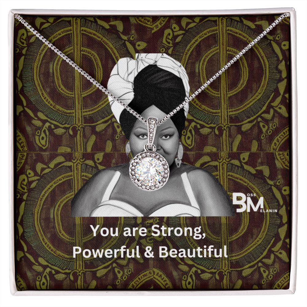 Strong, PowerfulBlack woman Gift - White gold dipped high quality crystal encrusted Eternal hope pendant & necklace