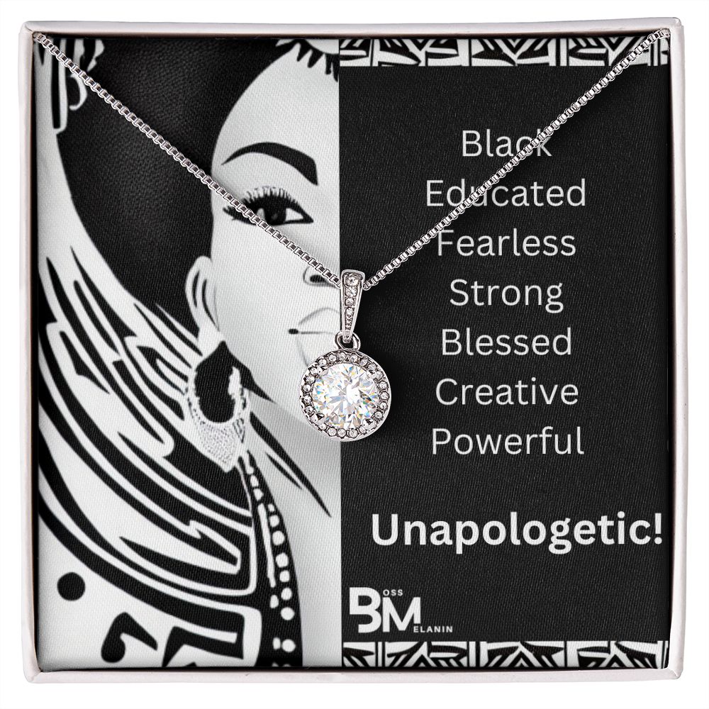 Educated, FearlessBest Black Melanin woman gift - White gold dipped high quality crystal encrusted Eternal hope pendant & necklace