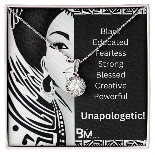 Educated, FearlessBest Black Melanin woman gift - White gold dipped high quality crystal encrusted Eternal hope pendant & necklace