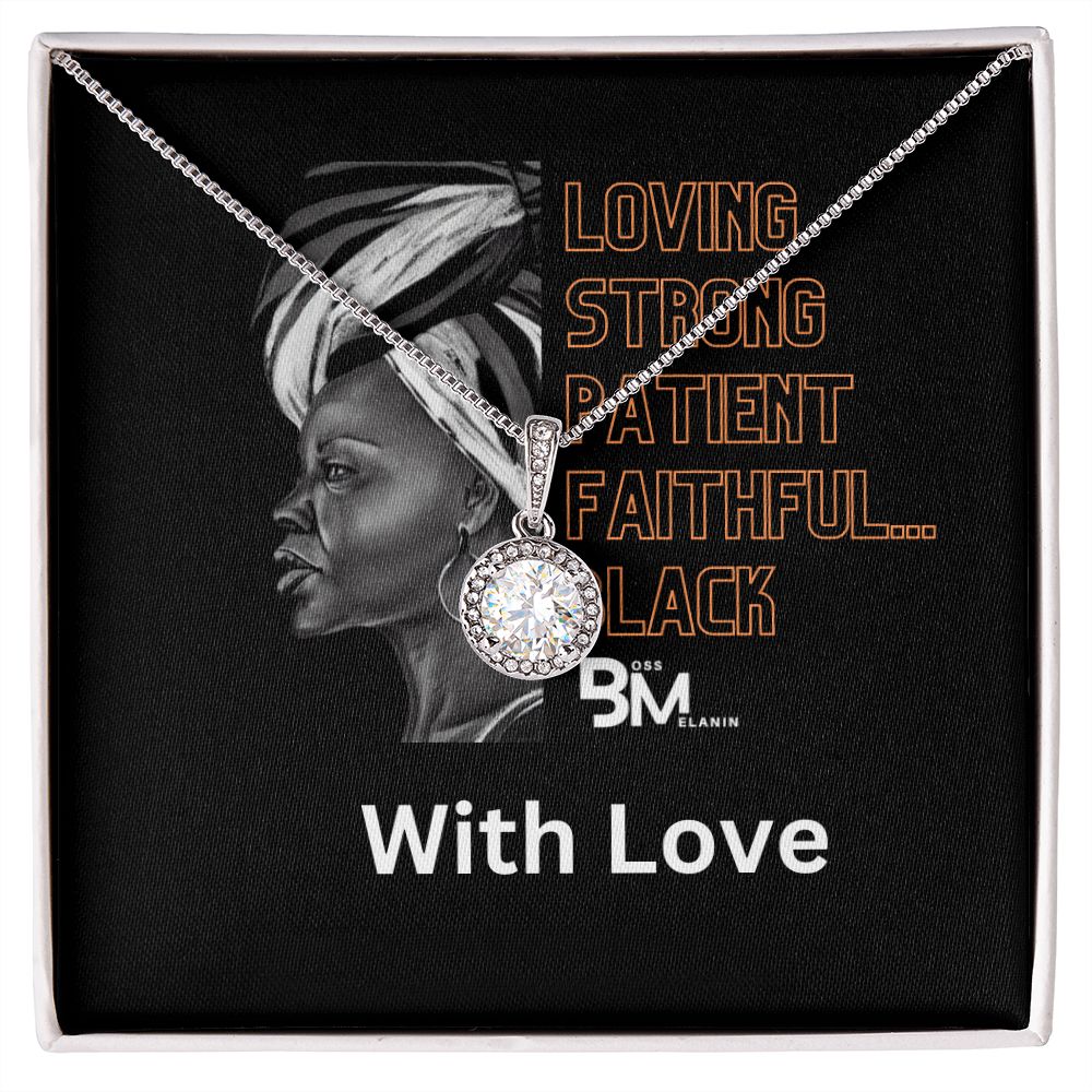 Loving, strong Black woman Gift - White gold dipped high quality crystal encrusted Eternal hope pendant & necklace