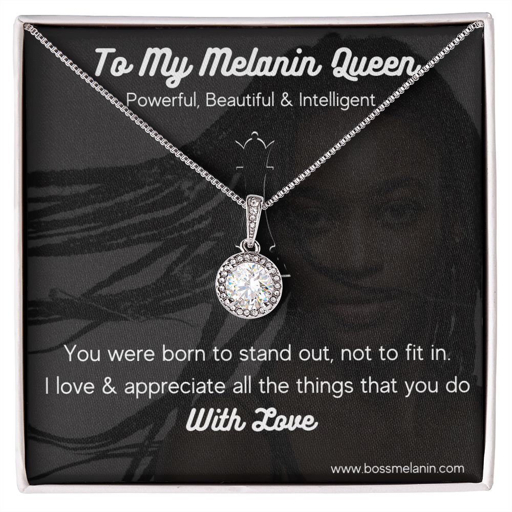 Best Melanin Queen Gift - White gold dipped high quality crystal encrusted Eternal hope pendant & necklace