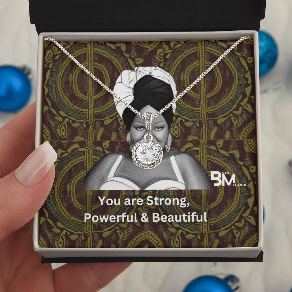 Strong, PowerfulBlack woman Gift - White gold dipped high quality crystal encrusted Eternal hope pendant & necklace