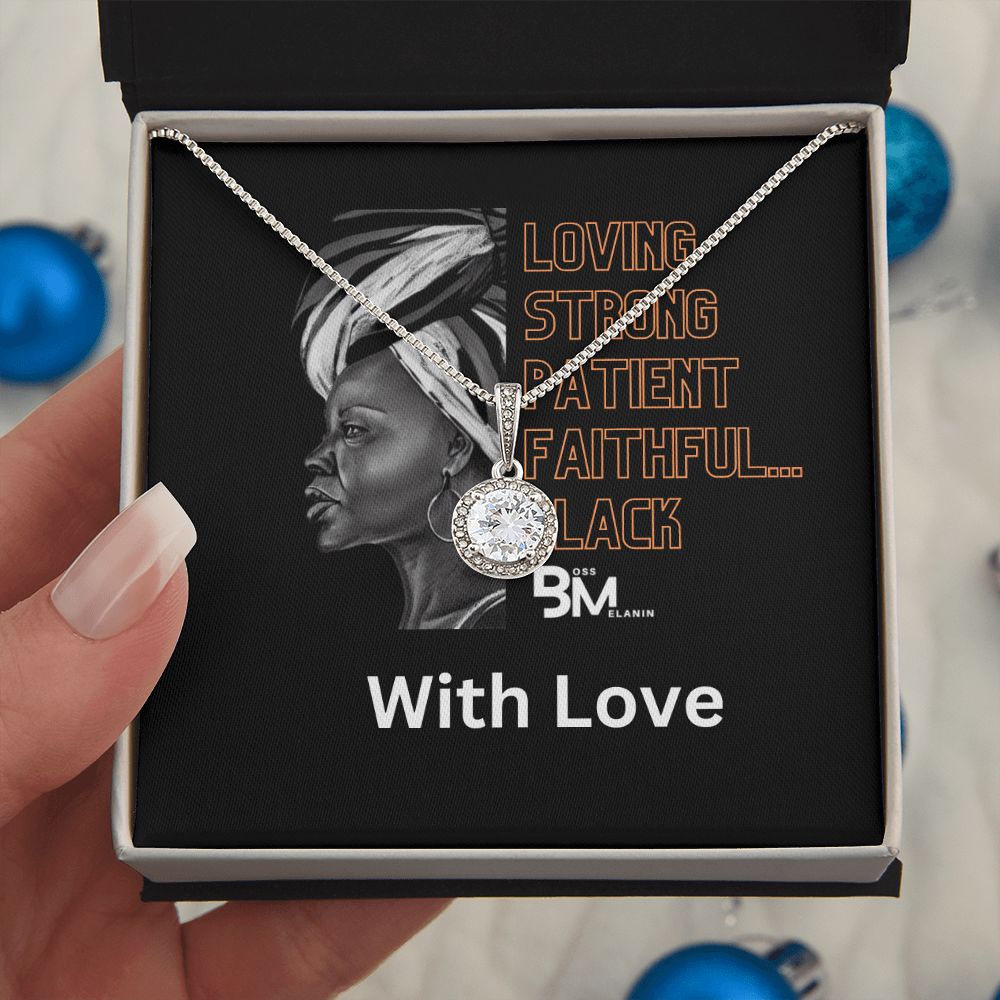 Loving, strong Black woman Gift - White gold dipped high quality crystal encrusted Eternal hope pendant & necklace