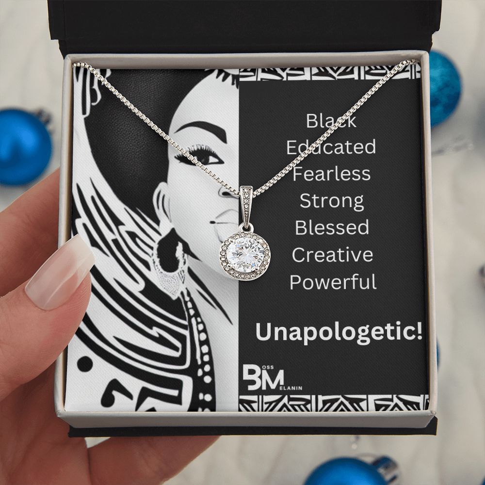 Educated, FearlessBest Black Melanin woman gift - White gold dipped high quality crystal encrusted Eternal hope pendant & necklace
