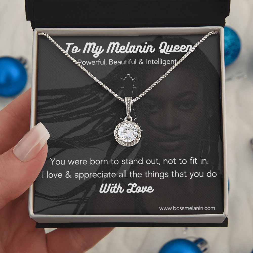 Best Melanin Queen Gift - White gold dipped high quality crystal encrusted Eternal hope pendant & necklace