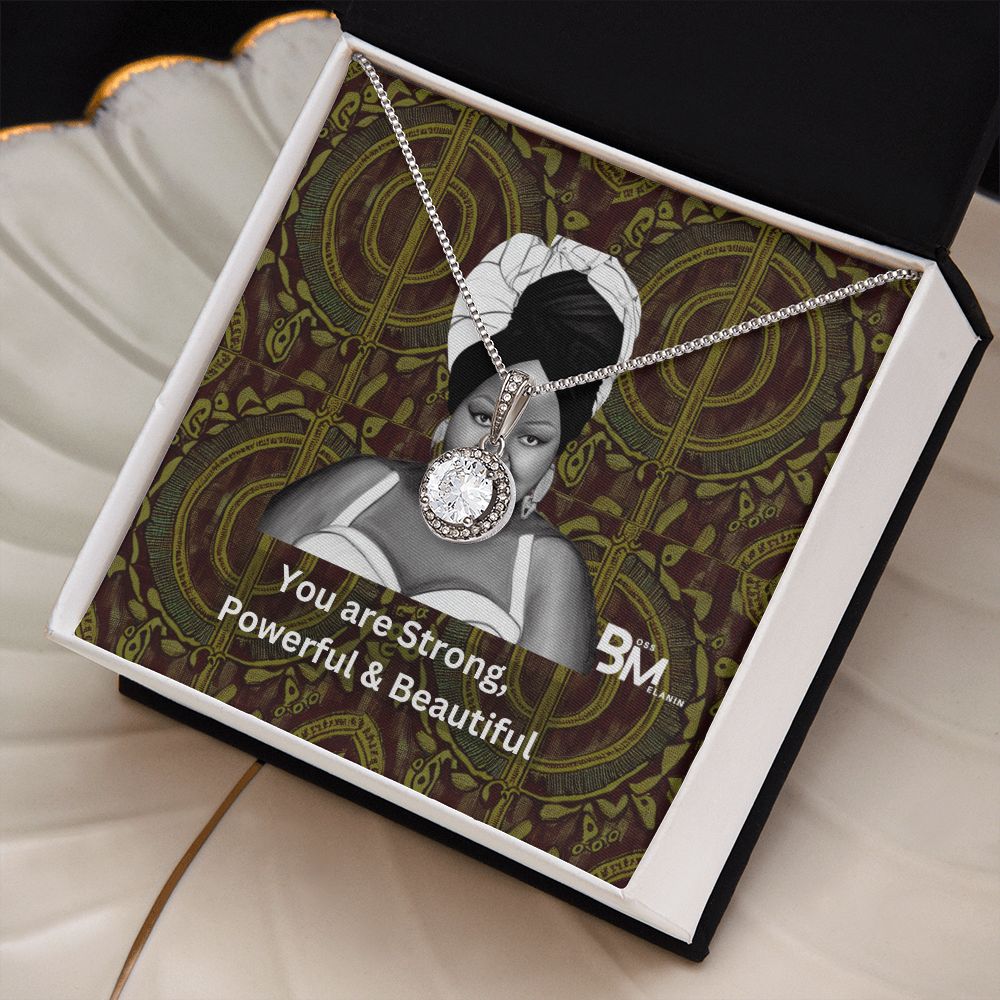 Strong, PowerfulBlack woman Gift - White gold dipped high quality crystal encrusted Eternal hope pendant & necklace