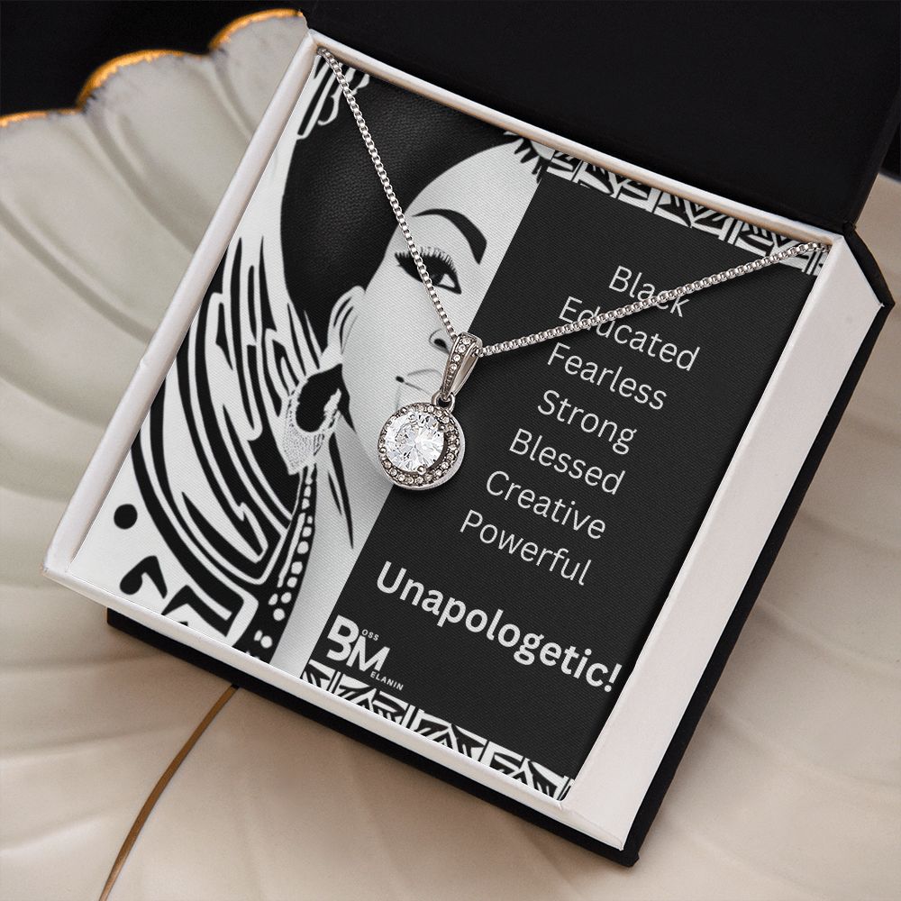 Educated, FearlessBest Black Melanin woman gift - White gold dipped high quality crystal encrusted Eternal hope pendant & necklace