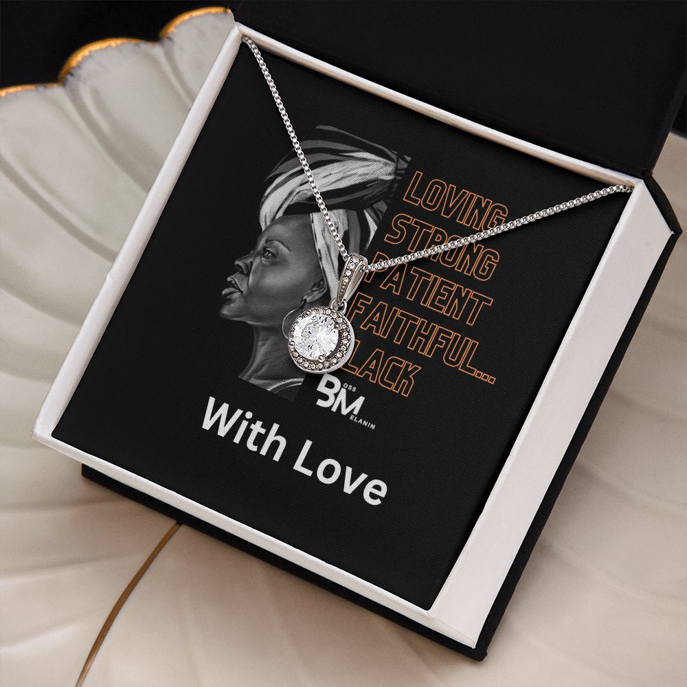 Loving, strong Black woman Gift - White gold dipped high quality crystal encrusted Eternal hope pendant & necklace