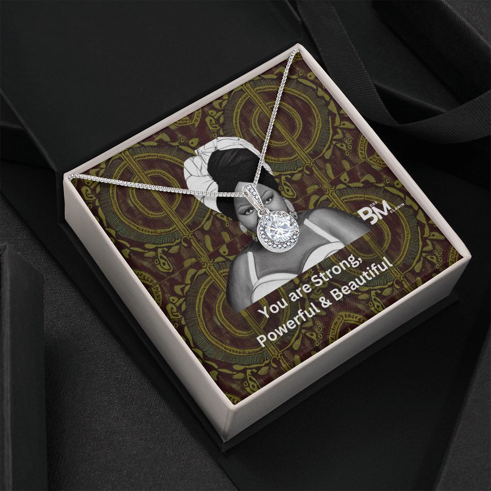 Strong, PowerfulBlack woman Gift - White gold dipped high quality crystal encrusted Eternal hope pendant & necklace