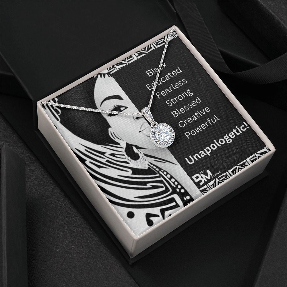 Educated, FearlessBest Black Melanin woman gift - White gold dipped high quality crystal encrusted Eternal hope pendant & necklace