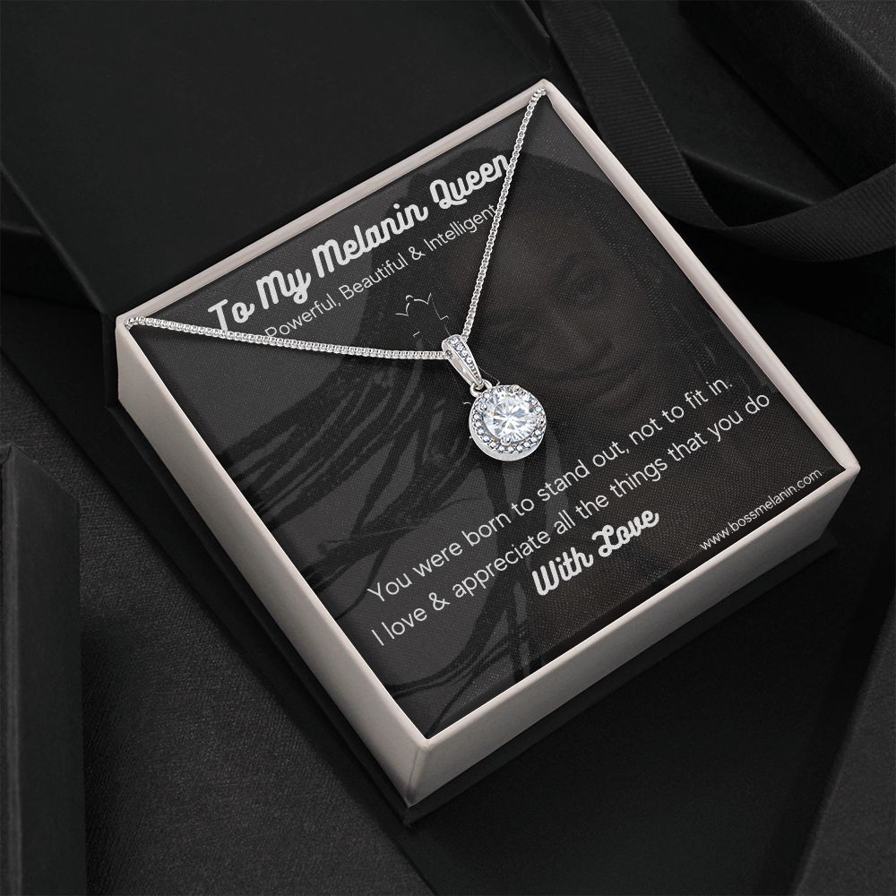 Best Melanin Queen Gift - White gold dipped high quality crystal encrusted Eternal hope pendant & necklace