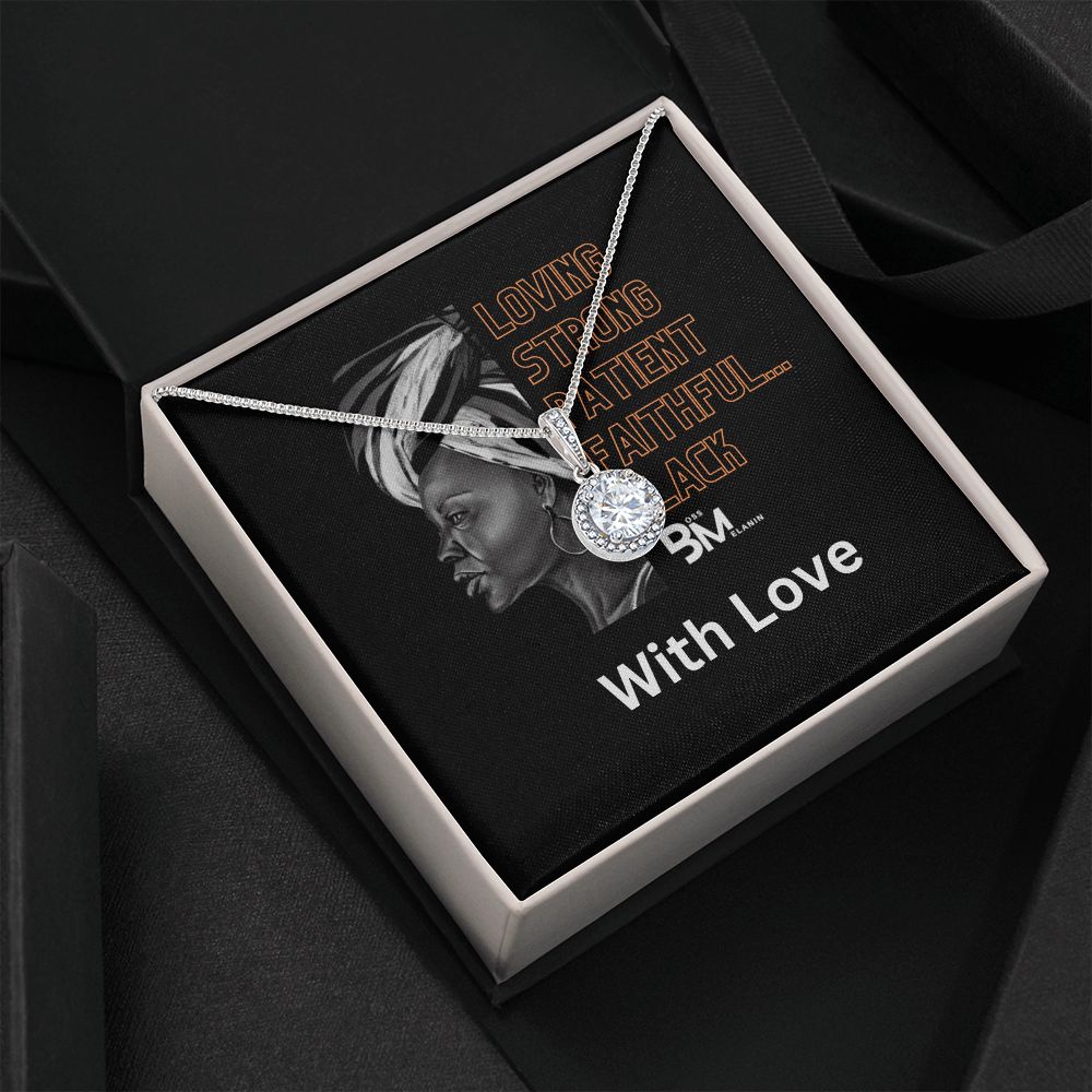 Loving, strong Black woman Gift - White gold dipped high quality crystal encrusted Eternal hope pendant & necklace