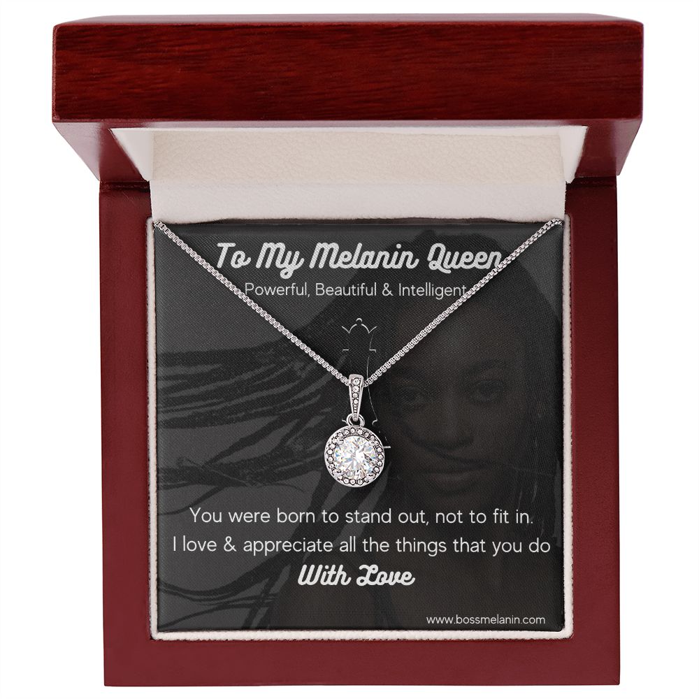 Best Melanin Queen Gift - White gold dipped high quality crystal encrusted Eternal hope pendant & necklace