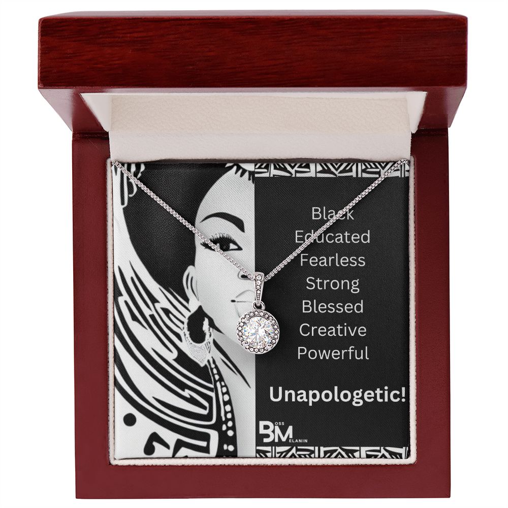 Educated, FearlessBest Black Melanin woman gift - White gold dipped high quality crystal encrusted Eternal hope pendant & necklace