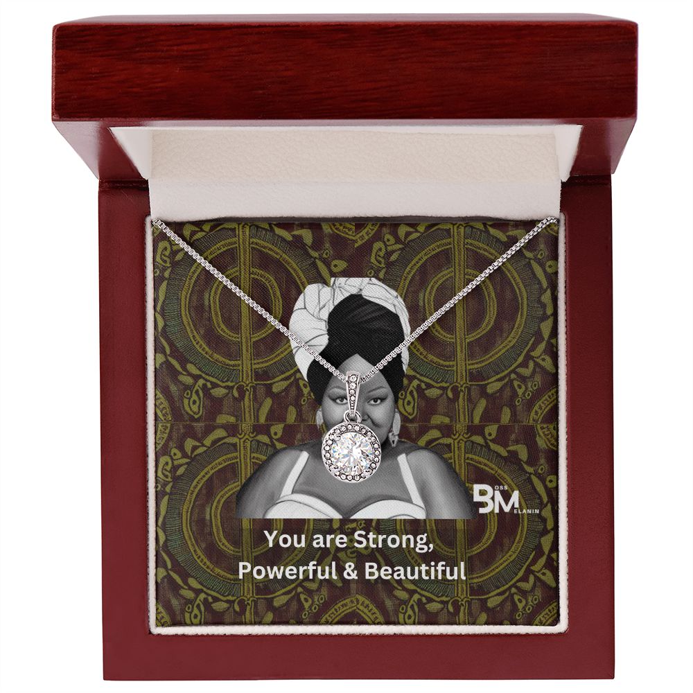 Strong, PowerfulBlack woman Gift - White gold dipped high quality crystal encrusted Eternal hope pendant & necklace