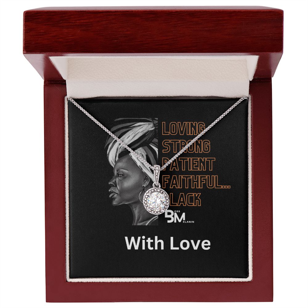 Loving, strong Black woman Gift - White gold dipped high quality crystal encrusted Eternal hope pendant & necklace