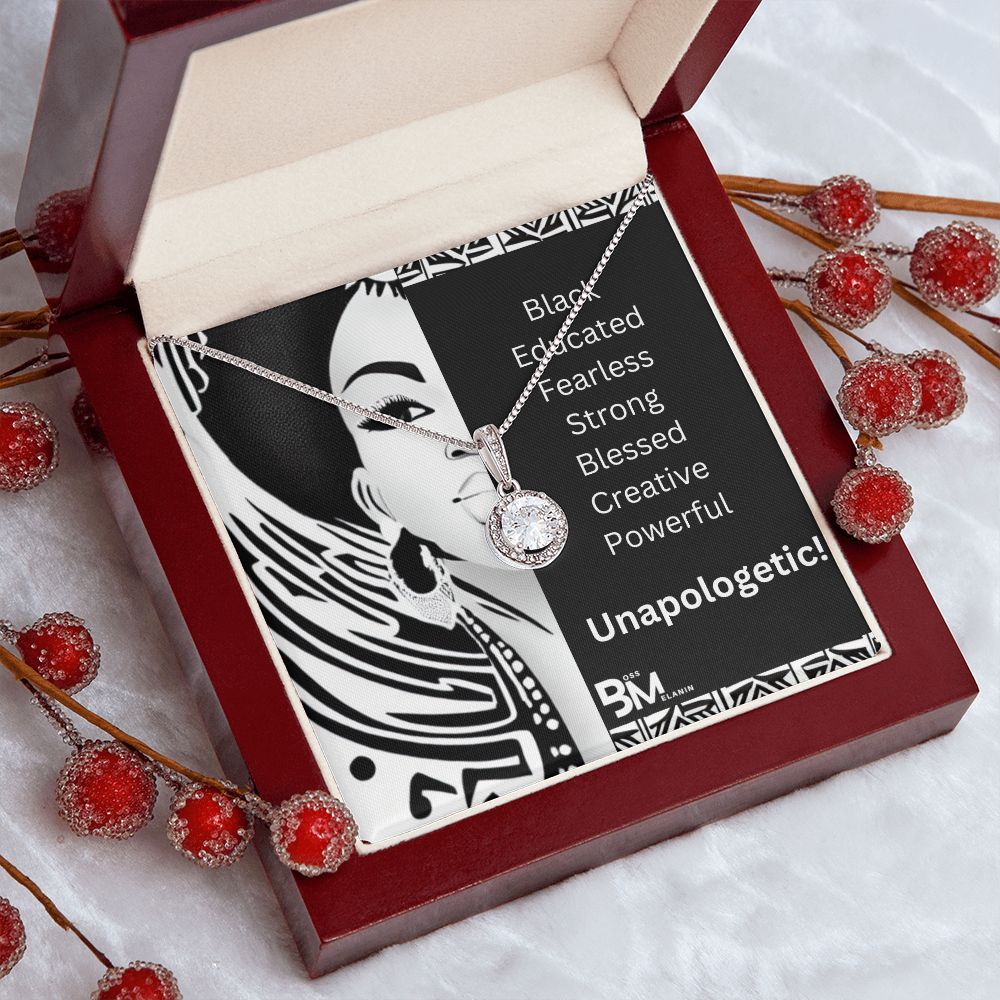 Educated, FearlessBest Black Melanin woman gift - White gold dipped high quality crystal encrusted Eternal hope pendant & necklace