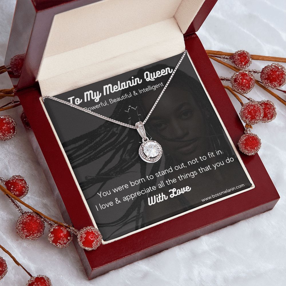 Best Melanin Queen Gift - White gold dipped high quality crystal encrusted Eternal hope pendant & necklace