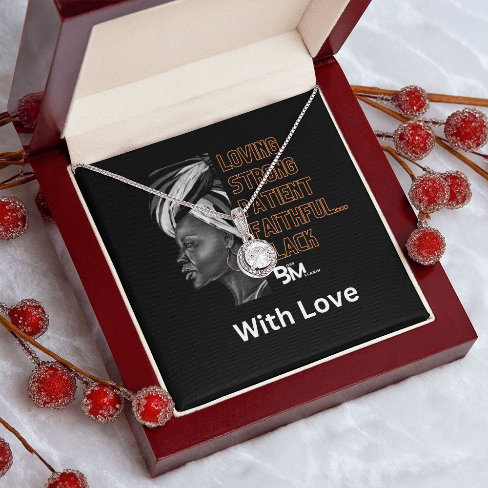 Loving, strong Black woman Gift - White gold dipped high quality crystal encrusted Eternal hope pendant & necklace