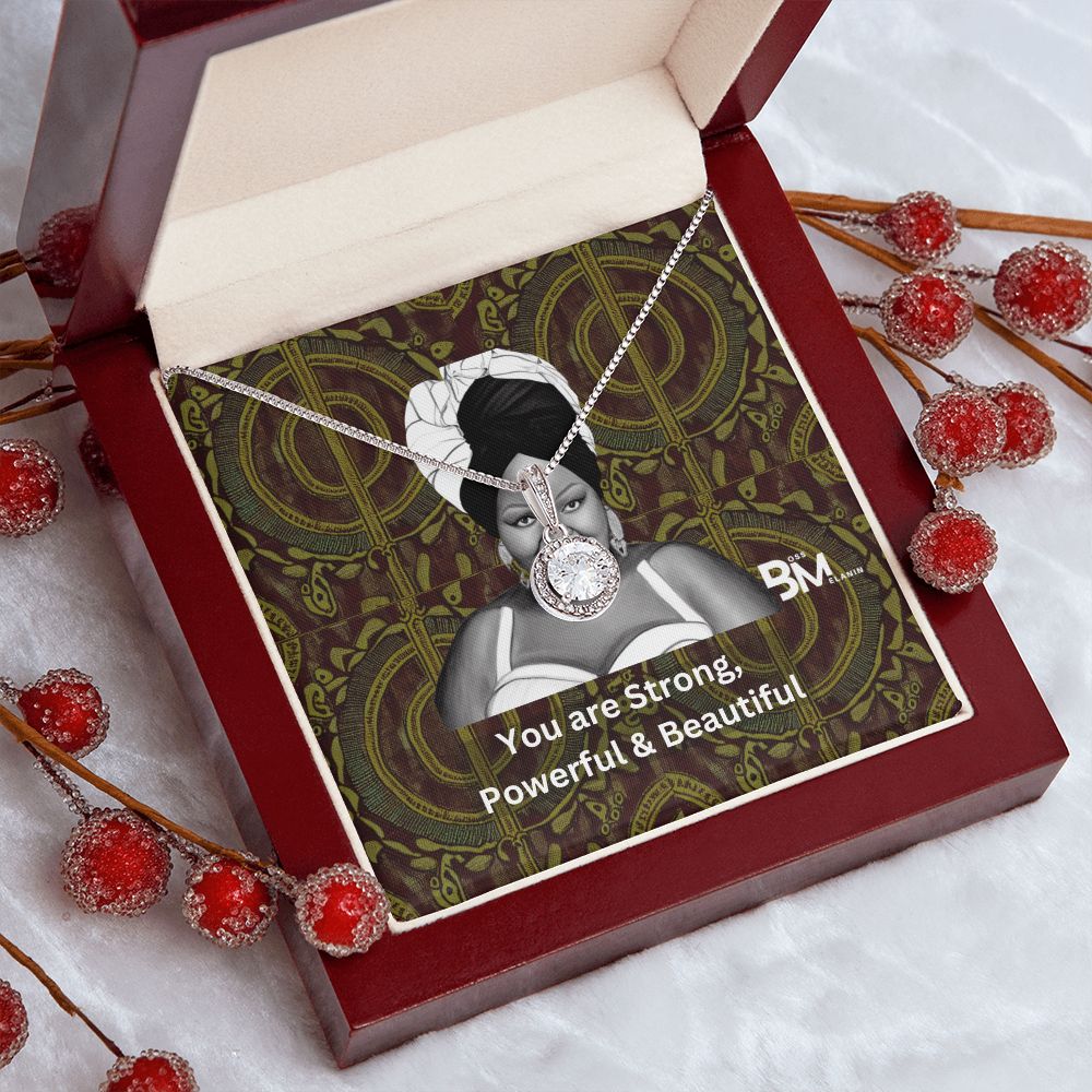 Strong, PowerfulBlack woman Gift - White gold dipped high quality crystal encrusted Eternal hope pendant & necklace