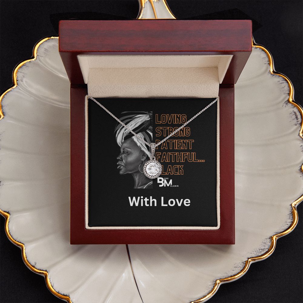 Loving, strong Black woman Gift - White gold dipped high quality crystal encrusted Eternal hope pendant & necklace