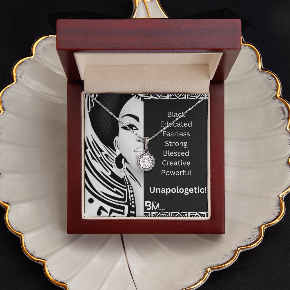 Educated, FearlessBest Black Melanin woman gift - White gold dipped high quality crystal encrusted Eternal hope pendant & necklace