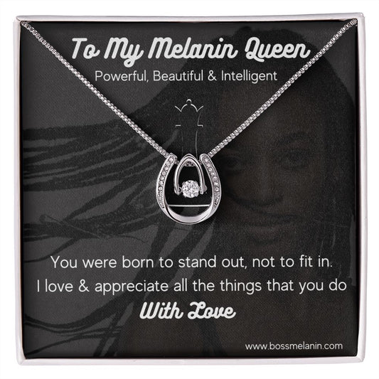 My Black Melanin Queen Necklace -White gold dipped high quality crystal encrusted Love pendant & necklace