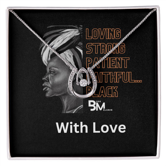 Loving StrongBlack Woman Gift - White gold dipped high quality crystal encrusted Love pendant & necklace chain with Zirconia