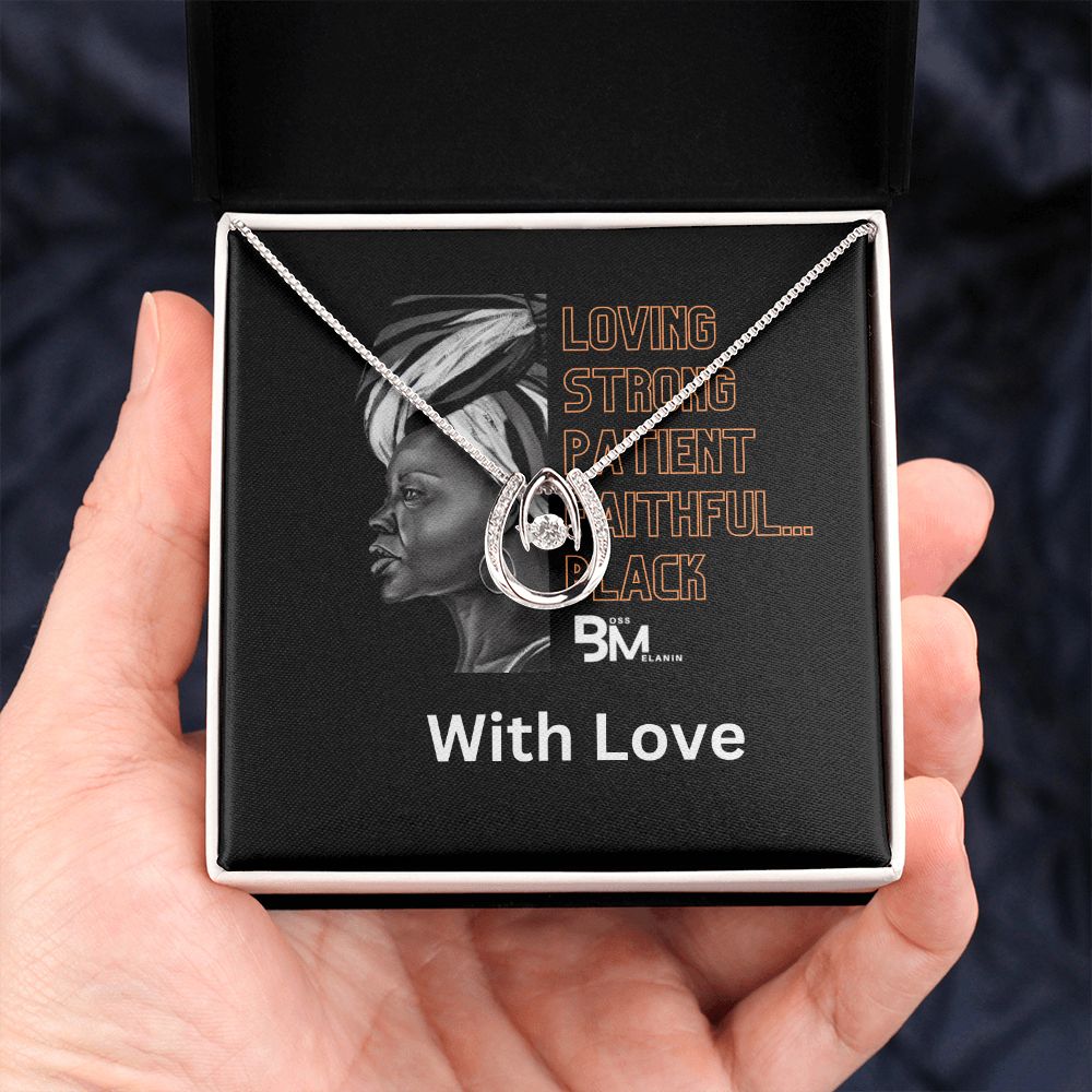 Loving StrongBlack Woman Gift - White gold dipped high quality crystal encrusted Love pendant & necklace chain with Zirconia