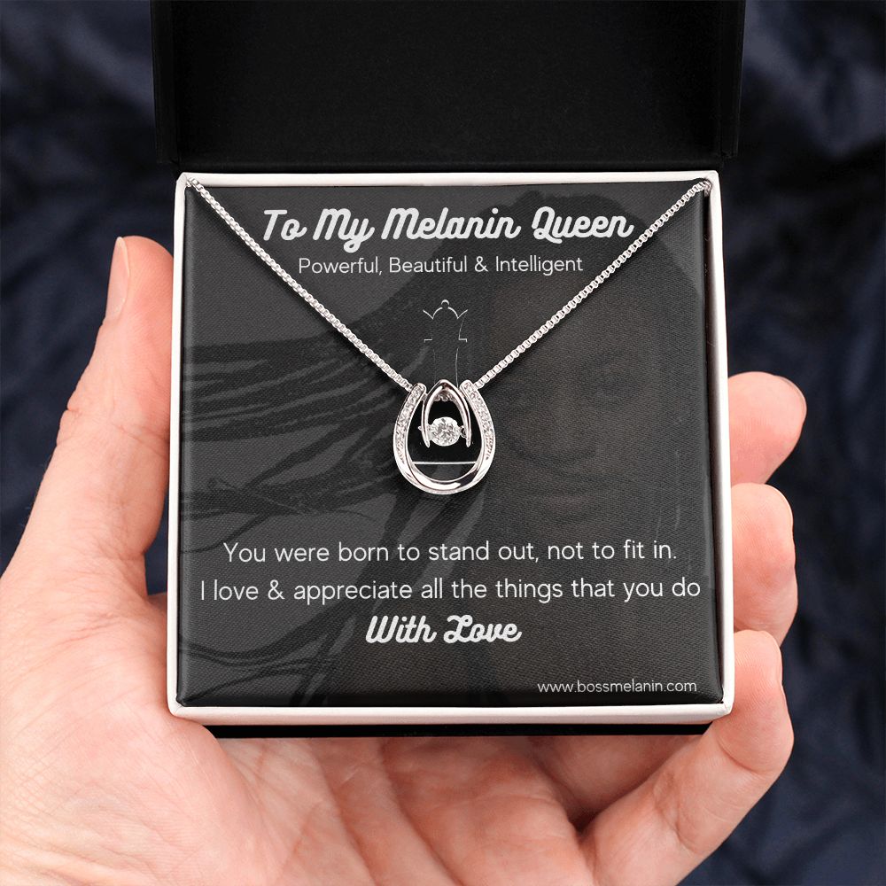 My Black Melanin Queen Necklace -White gold dipped high quality crystal encrusted Love pendant & necklace