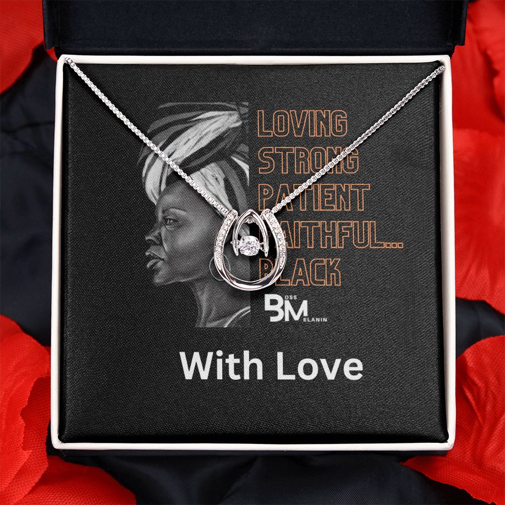 Loving StrongBlack Woman Gift - White gold dipped high quality crystal encrusted Love pendant & necklace chain with Zirconia