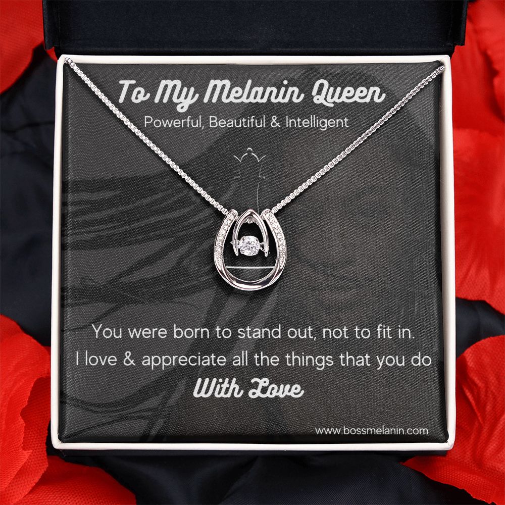 My Black Melanin Queen Necklace -White gold dipped high quality crystal encrusted Love pendant & necklace