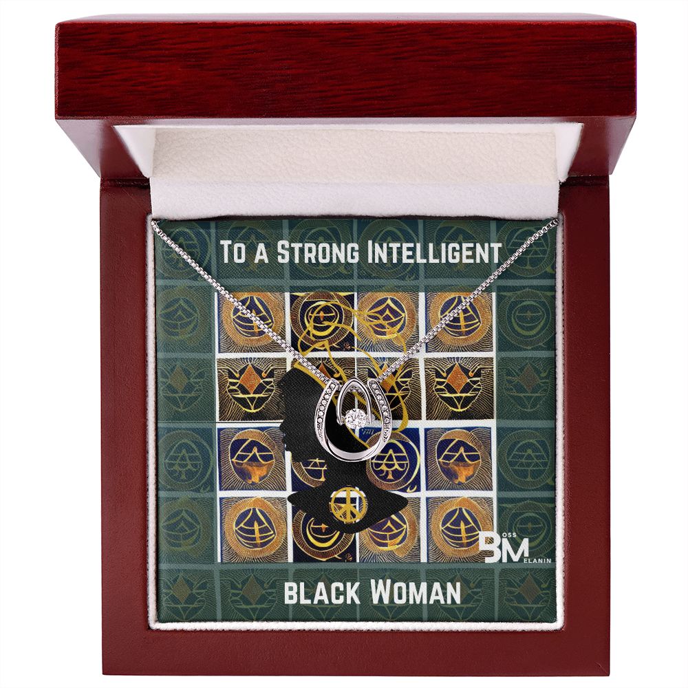 Strong Intelligent Black woman Jewelry Gift - White gold dipped high quality crystal encrusted Love pendant & necklace chain with Zirconia