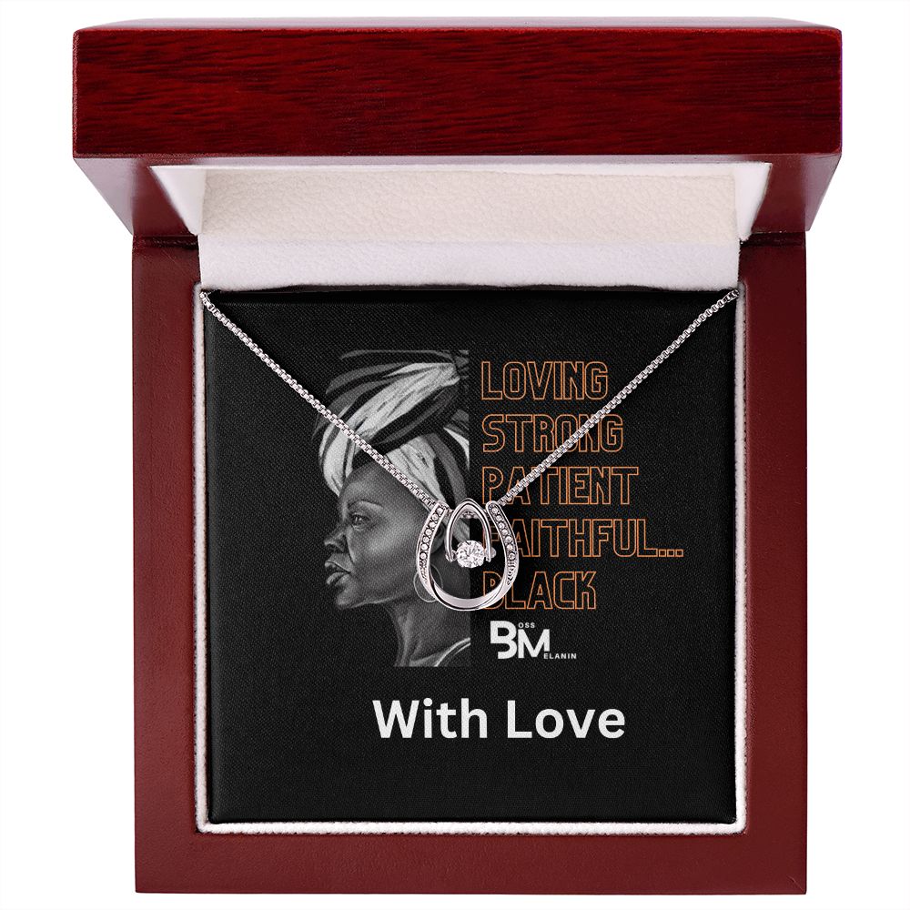 Loving StrongBlack Woman Gift - White gold dipped high quality crystal encrusted Love pendant & necklace chain with Zirconia
