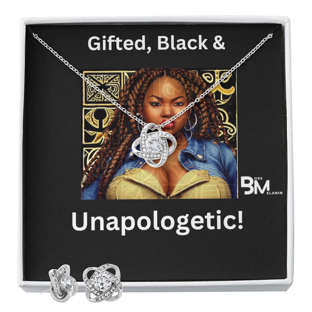 Pendant and Earing Gift Set - White gold dipped high quality crystal encrusted Love Knot pendant & necklace chain & Earrings with Zirconia f