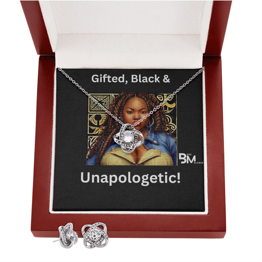 Pendant and Earing Gift Set - White gold dipped high quality crystal encrusted Love Knot pendant & necklace chain & Earrings with Zirconia f