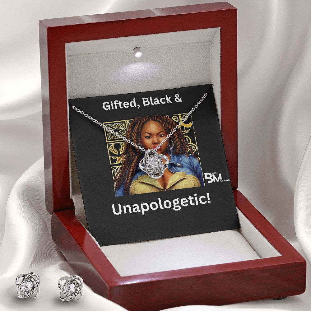 Pendant and Earing Gift Set - White gold dipped high quality crystal encrusted Love Knot pendant & necklace chain & Earrings with Zirconia f