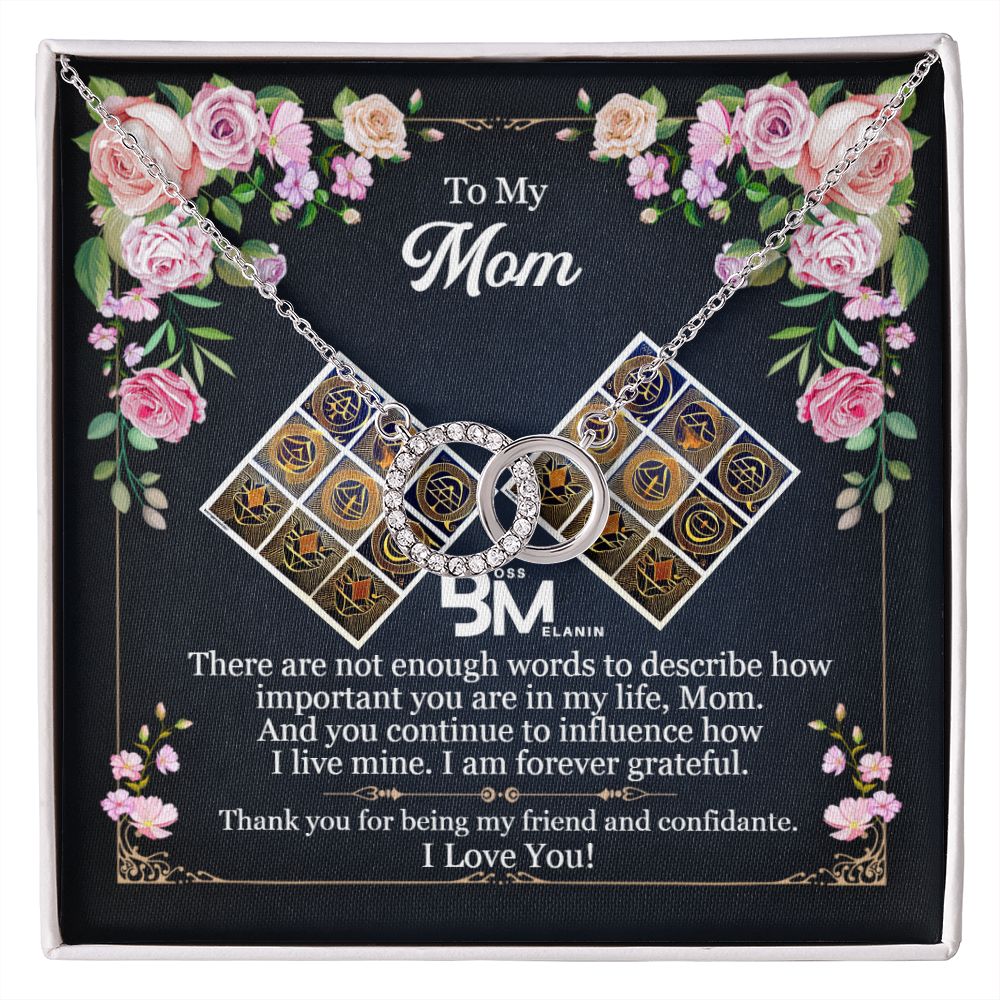 Perfect Mother's Gift - Neckless with interlocking circles, white gold dipped and encrusted with Zirconia