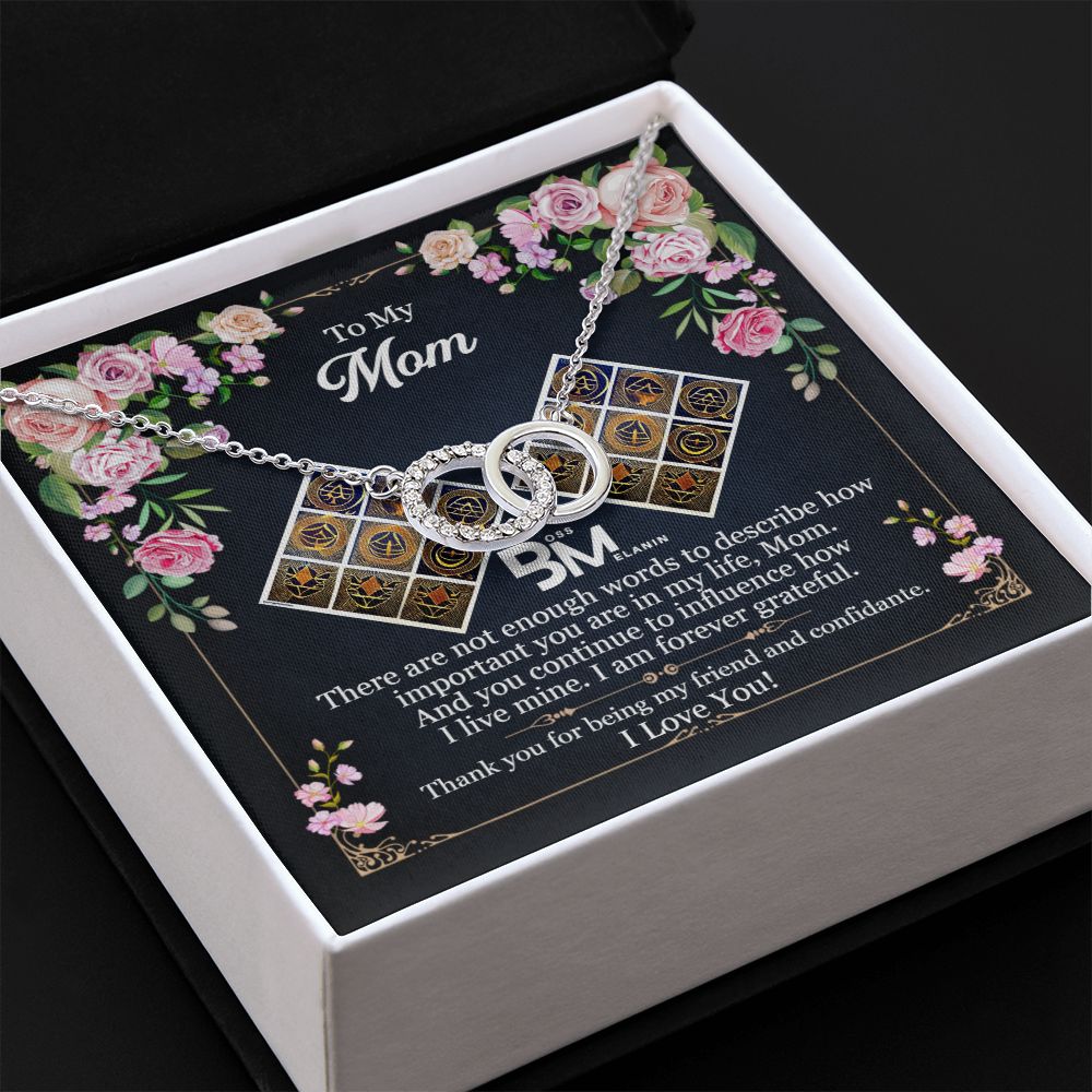 Perfect Mother's Gift - Neckless with interlocking circles, white gold dipped and encrusted with Zirconia