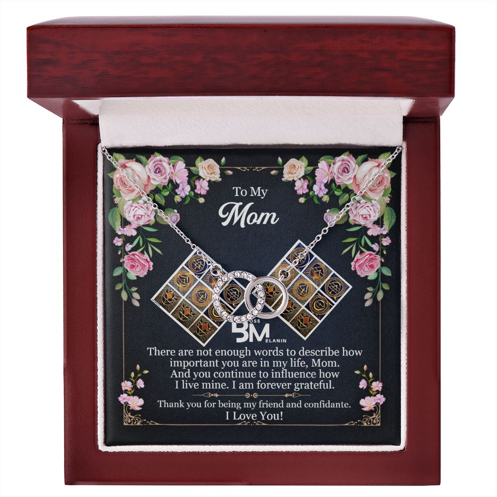 Perfect Mother's Gift - Neckless with interlocking circles, white gold dipped and encrusted with Zirconia