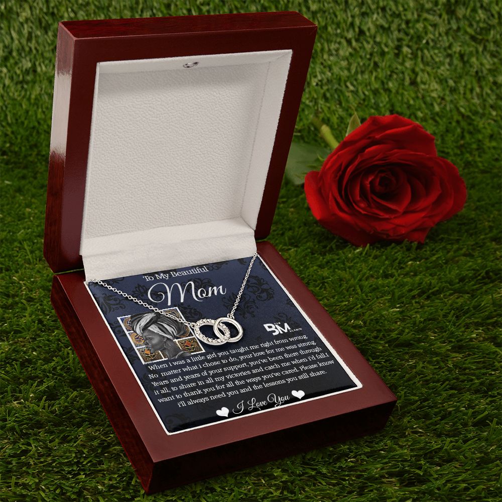 Pendant and Earring Gift Set for Black mom,Mother gift - White gold dipped high quality crystal encrusted Love Knot pendant & necklace chain with earrings to match.