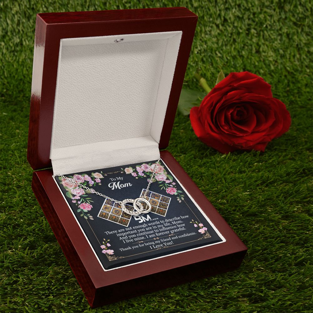 Perfect Mother's Gift - Neckless with interlocking circles, white gold dipped and encrusted with Zirconia