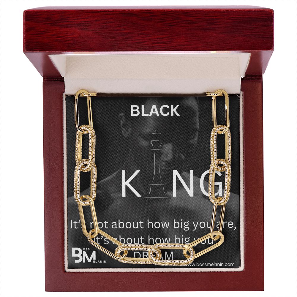 Black King - Large link Forever Chain – perfect gift for black men, black man Gift - high quality stainless steel chain for, strong Black man, Melanin Black man special stainless steel large link chain with unique Gift card message Gifts for Black powerfu